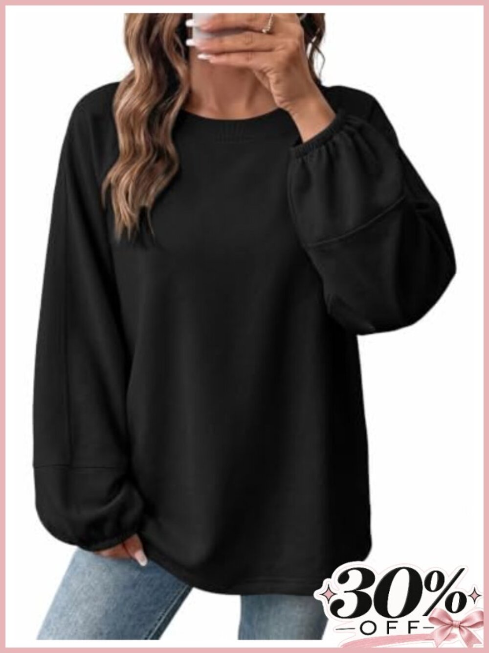 Oversized Crewneck Sweatshirt Long Sleeve Pullover Top Casual Loose